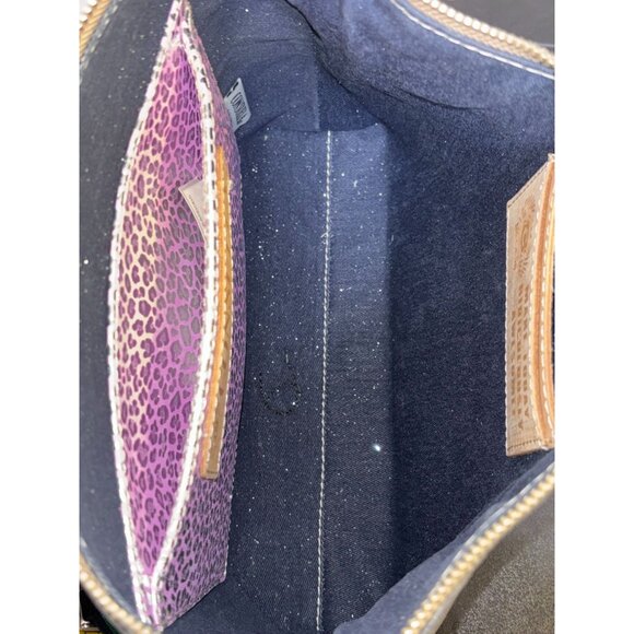 Consuela Black Embossed Crossbody Bag With Adjustable Striped Strap - Picture 8 of 10